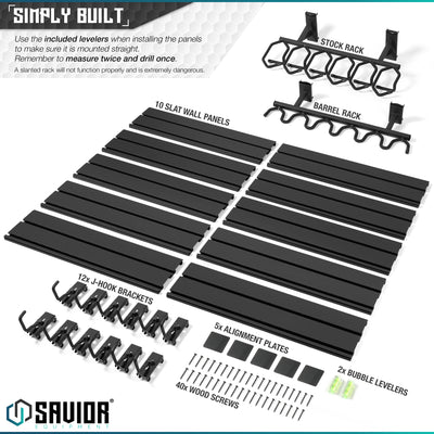 Simply Built - Use the included levelers when installing the panels to make sure it is mounted properly. Remember to measure twice and drill once. A slanted rack will not function properly and is extremely dangerous.#color_obsidian-black